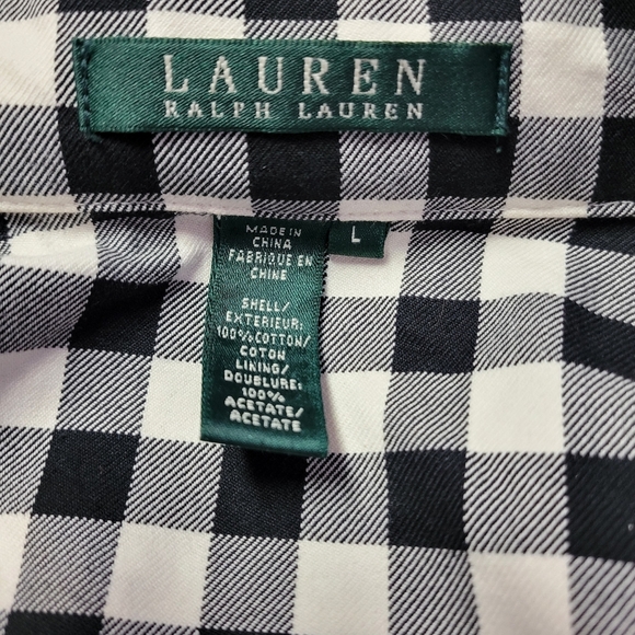 LAUREN RALPH LAUREN Black and White Checkered Double-Breasted Jacket Size Large - Picture 6 of 9